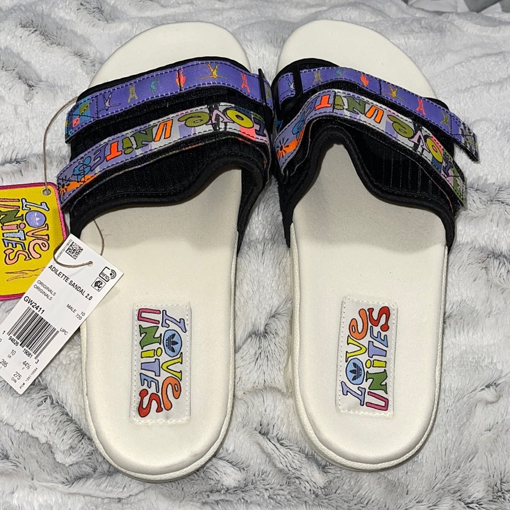 Brand New Adidas Originals Men's ADILETTE 2.0 PRIDE SLIDES SANDALS GW2411